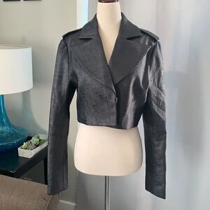 Michelle Duncan Cropped Coated Canvas Lady Godiva Jacket sz 2